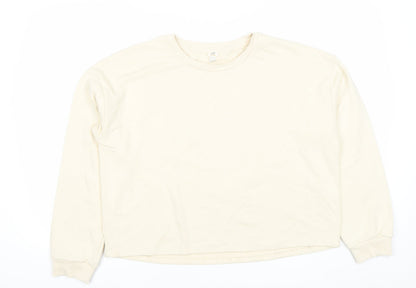 River Island Unisex Adults Beige Sweatshirt M Cotton Casual Crew Neck