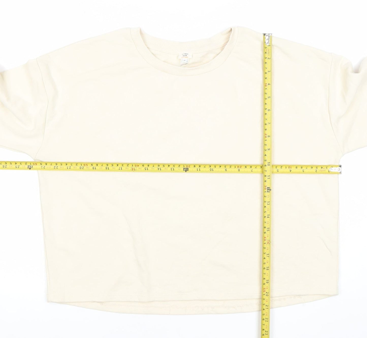 River Island Unisex Adults Beige Sweatshirt M Cotton Casual Crew Neck