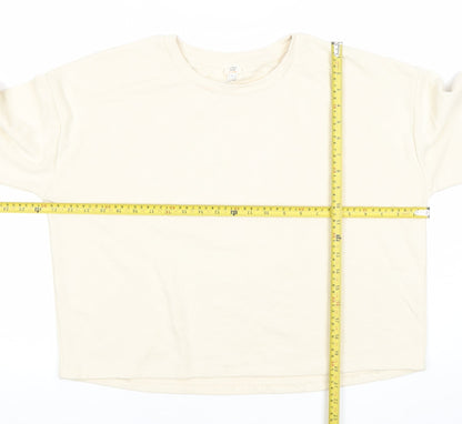 River Island Unisex Adults Beige Sweatshirt M Cotton Casual Crew Neck