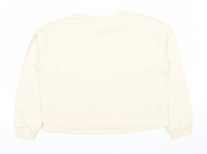 River Island Unisex Adults Beige Sweatshirt M Cotton Casual Crew Neck