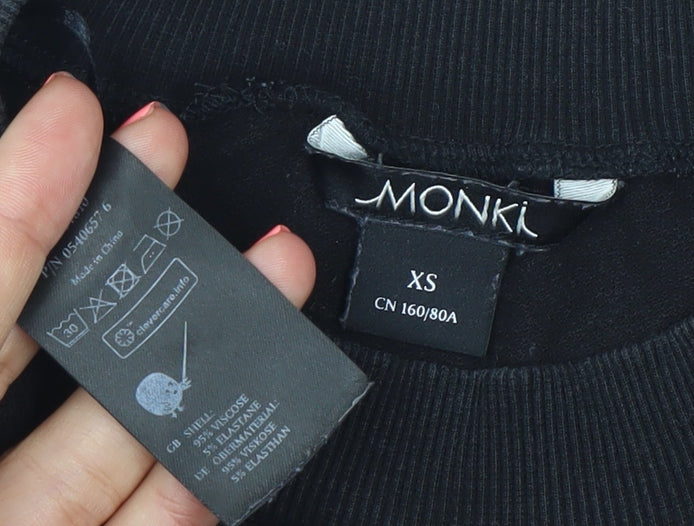 Monki Womens Black XS T-Shirt Dress Short Sleeve Casual