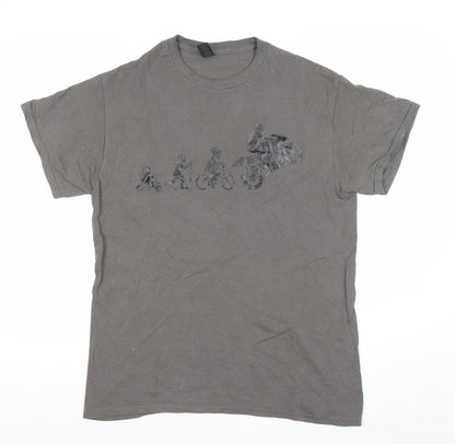 Gildan Men's Grey Graphic Motorcycle T-Shirt Size M Short Sleeve