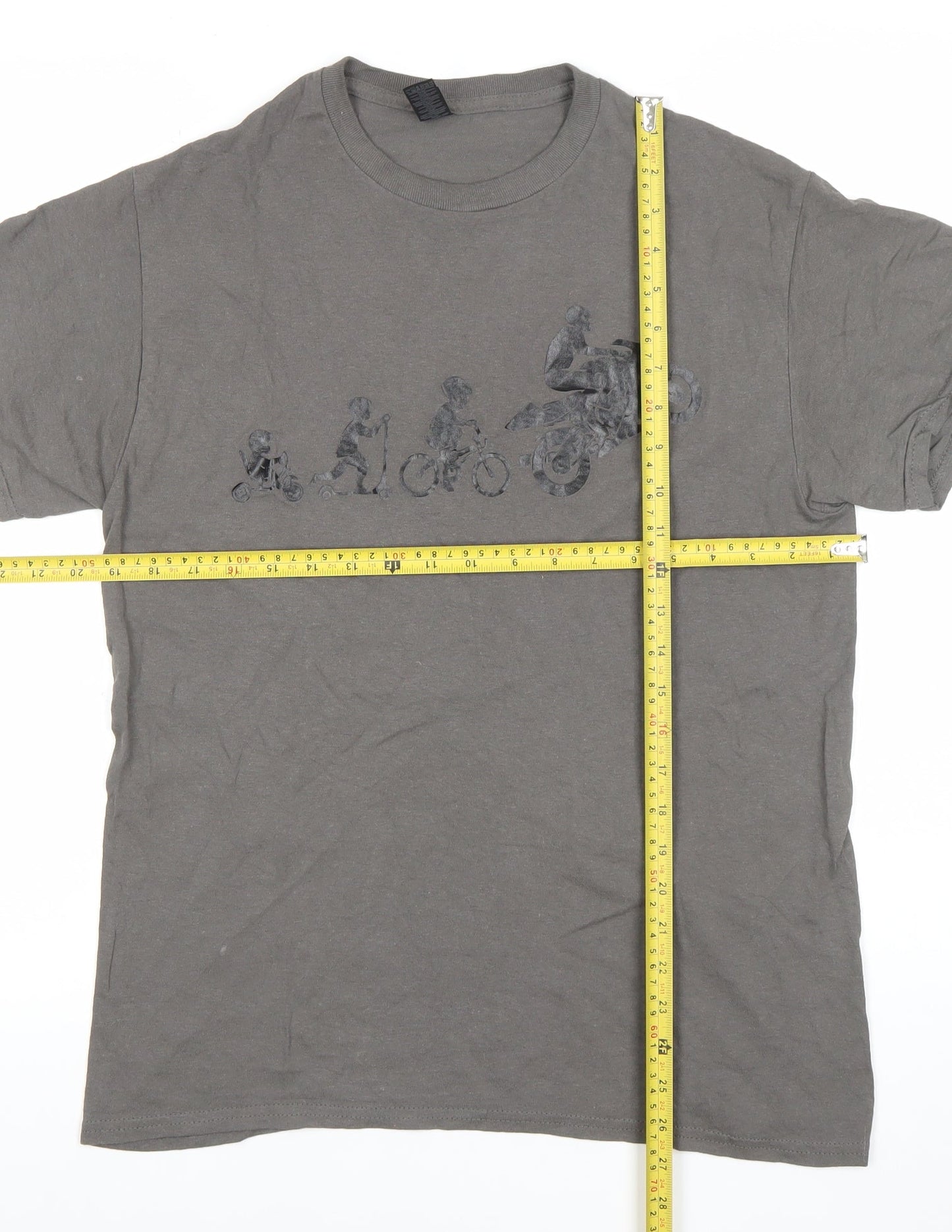 Gildan Men's Grey Graphic Motorcycle T-Shirt Size M Short Sleeve