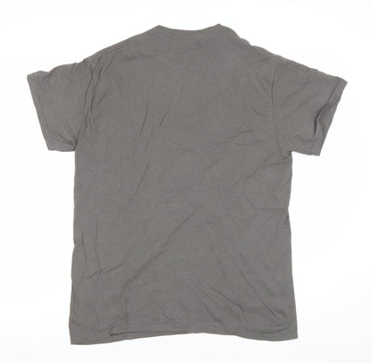 Gildan Men's Grey Graphic Motorcycle T-Shirt Size M Short Sleeve