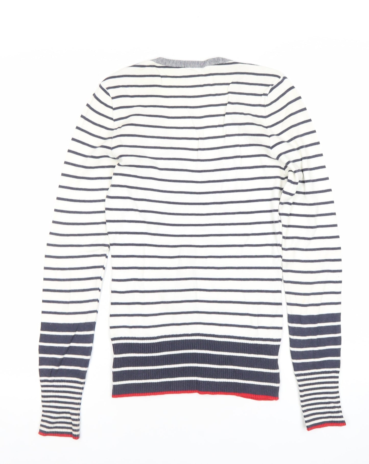 United Colors of Benetton Womens Striped Cotton V-Neck Jumper S