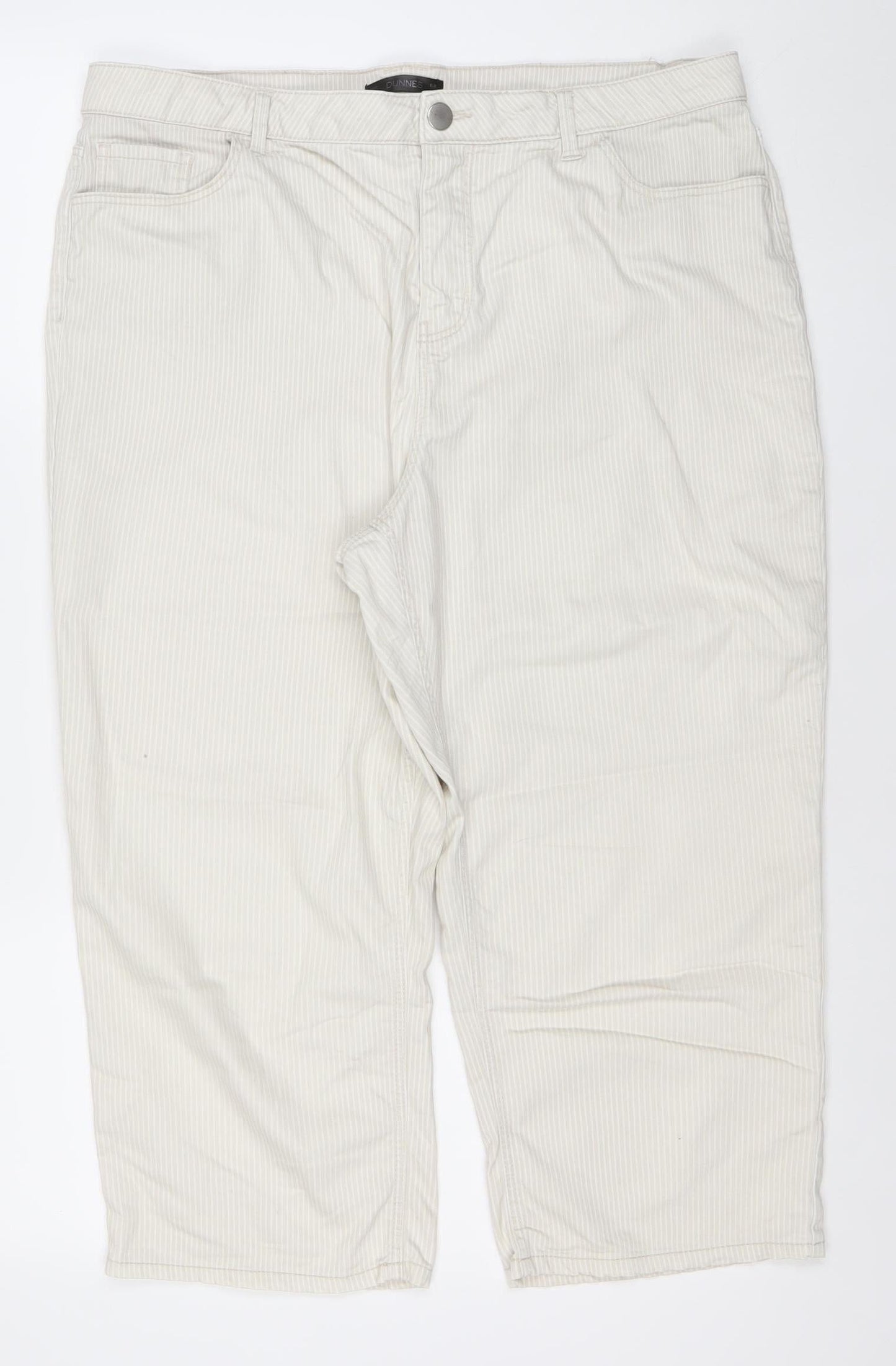 Diverse Women Beige Striped Straight Jeans Size 14 Cotton