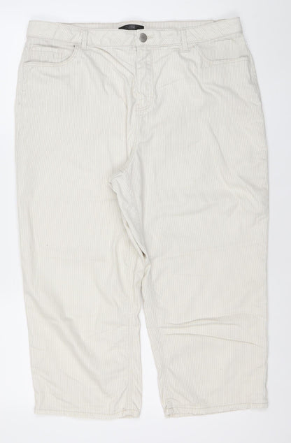 Diverse Women Beige Striped Straight Jeans Size 14 Cotton