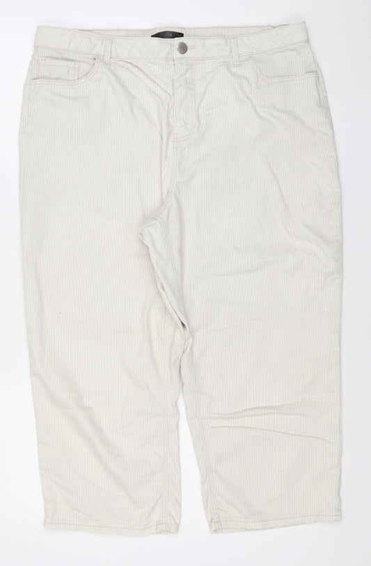 Diverse Women Beige Striped Straight Jeans Size 14 Cotton