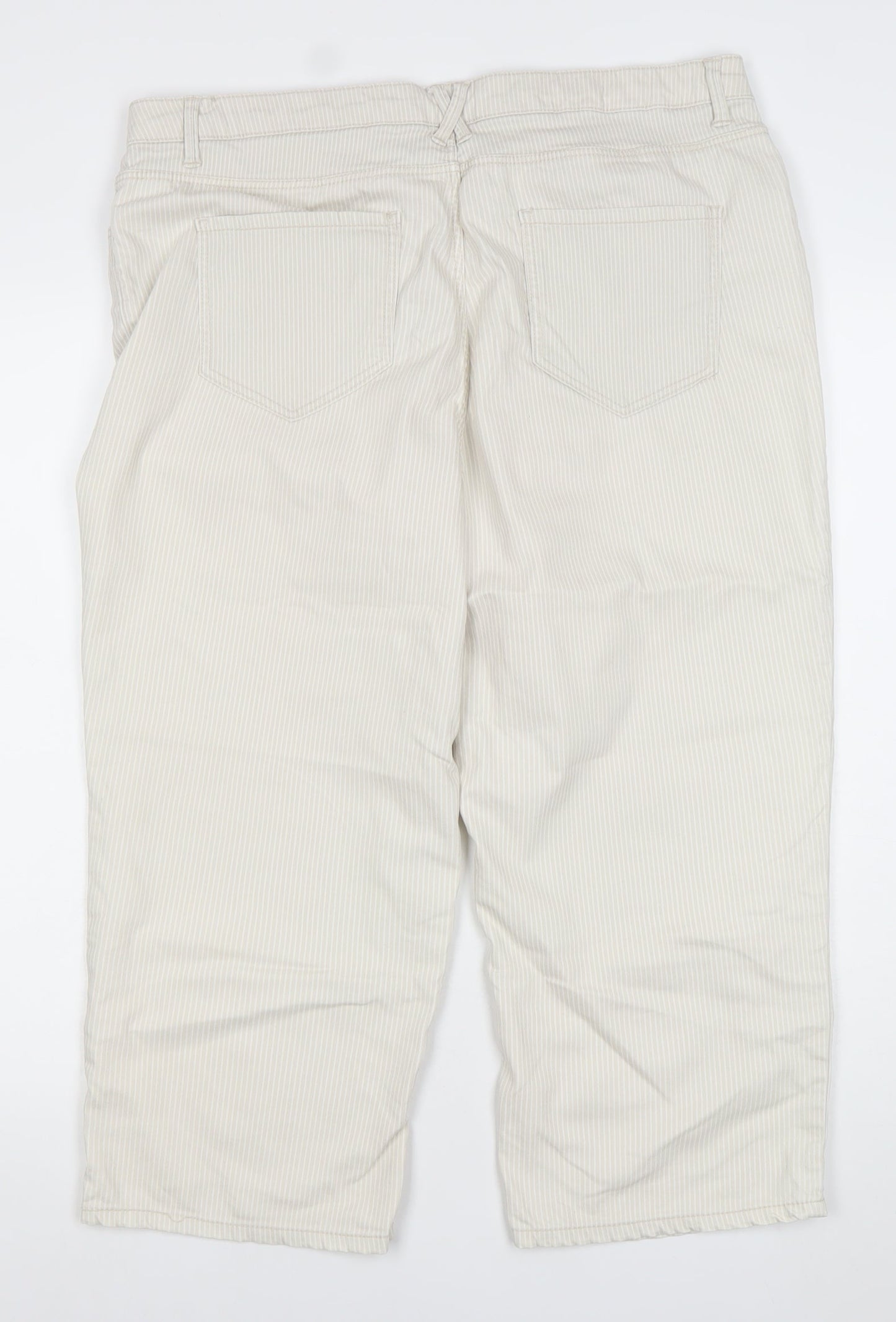 Diverse Women Beige Striped Straight Jeans Size 14 Cotton