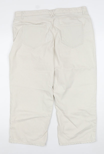 Diverse Women Beige Striped Straight Jeans Size 14 Cotton