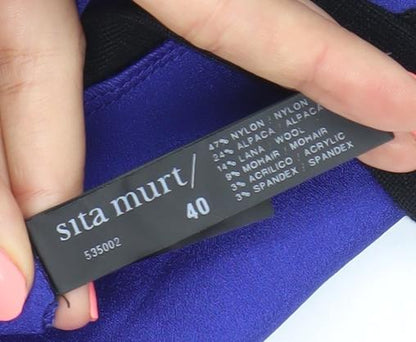 Sita Murt Womens Blue Grey Colourblock Wool Blend Cardigan Size 12