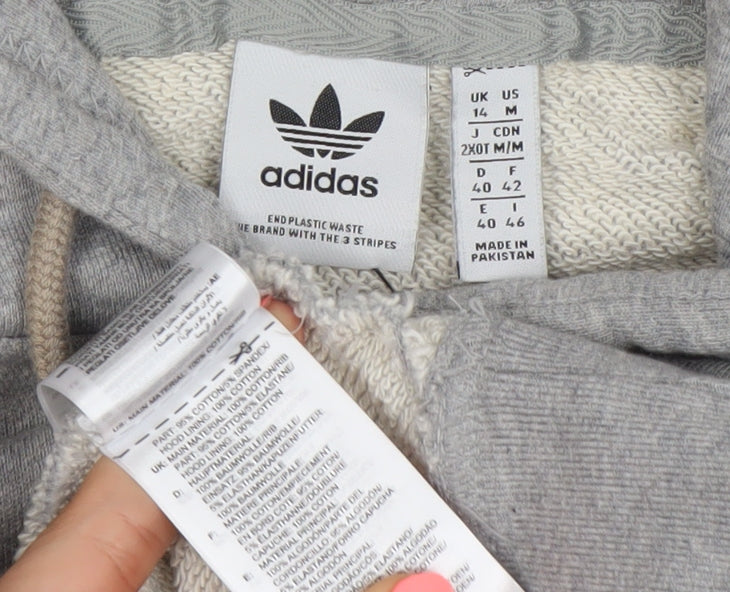 Adidas Womens Grey Size 14 Pullover Hoodie Sweatshirt Casual
