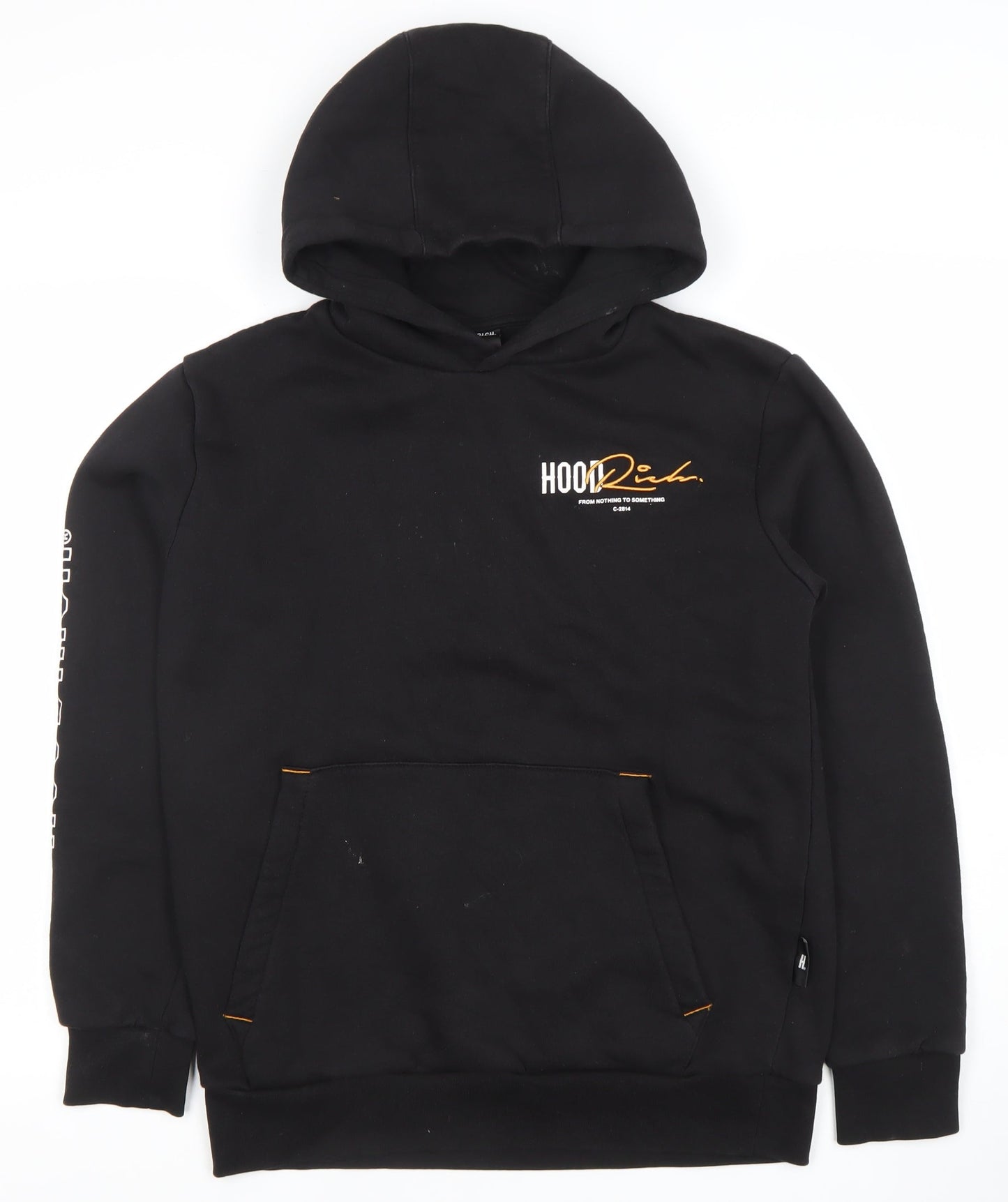 Hoodrich Men’s Black Pullover Hoodie XS Graphic Logo Fleece Streetwear