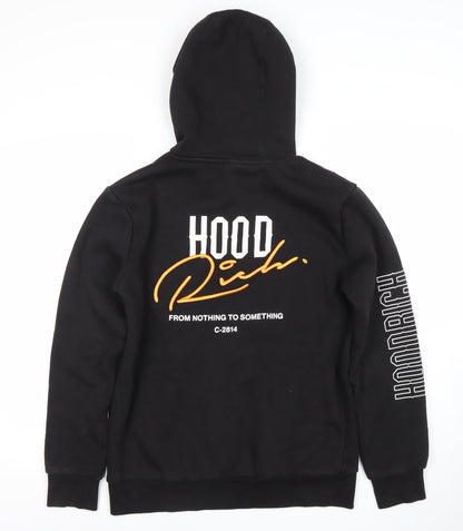 Hoodrich Men’s Black Pullover Hoodie XS Graphic Logo Fleece Streetwear
