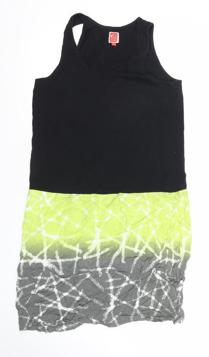 Miss Captain Womens Black Green Grey Tie Dye Tank Dress Size 14