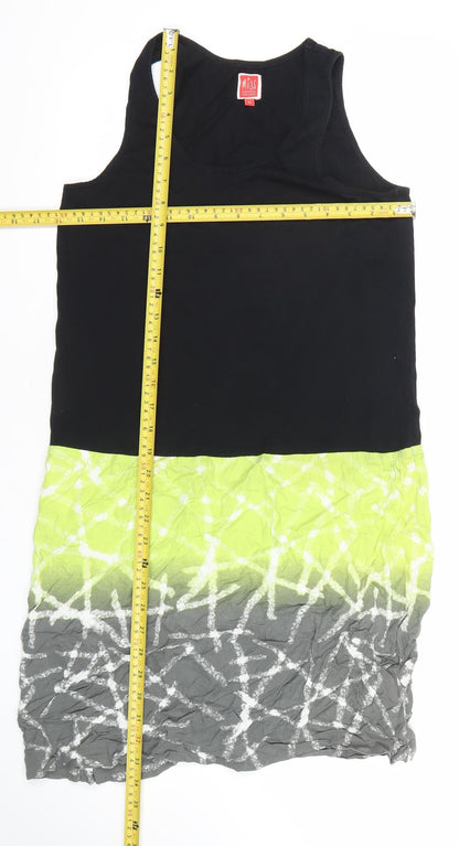 Miss Captain Womens Black Green Grey Tie Dye Tank Dress Size 14