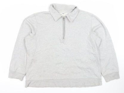 Old Navy Women’s Grey XL Quarter Zip Sweatshirt Cotton Blend