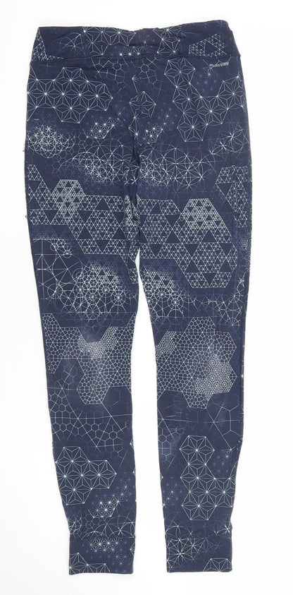 Reebok Womens Blue Geometric Print Leggings Size S Slim Fit