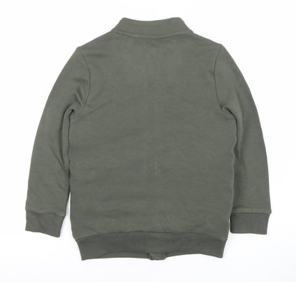 F&F Boys Green Bomber Jacket 7 Years Full Zip Quilted Mid-Length