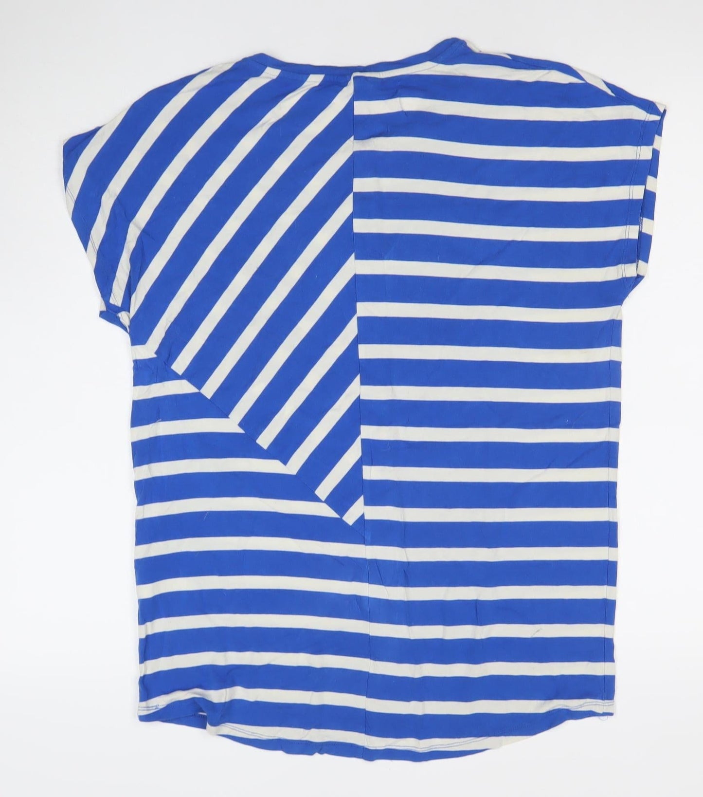 Warehouse Women’s Blue Striped T-Shirt Size 10 Viscose Elastane