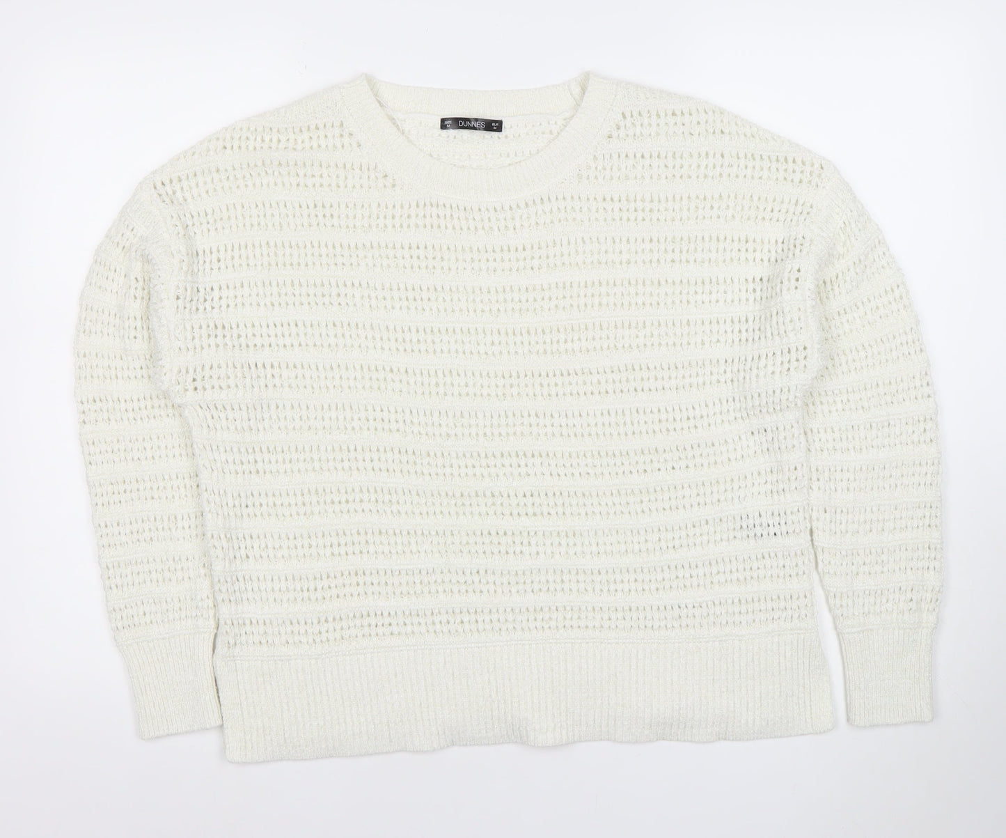 Dunnes Women’s White Medium Open-Knit Pullover Jumper M