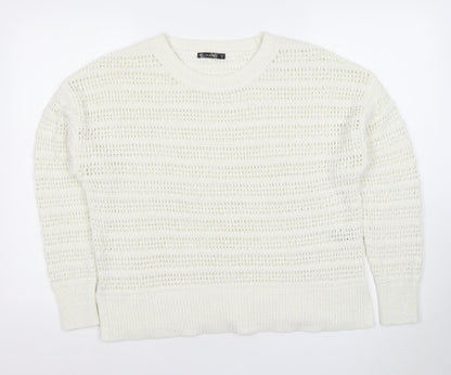 Dunnes Women’s White Medium Open-Knit Pullover Jumper M