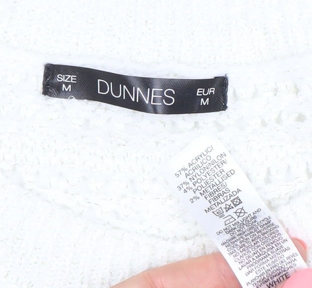 Dunnes Women’s White Medium Open-Knit Pullover Jumper M