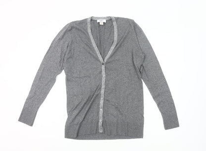 Ann Taylor LOFT Women’s Grey Petite M Cardigan V-Neck Knit Jumper