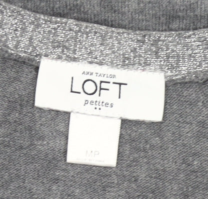 Ann Taylor LOFT Women’s Grey Petite M Cardigan V-Neck Knit Jumper