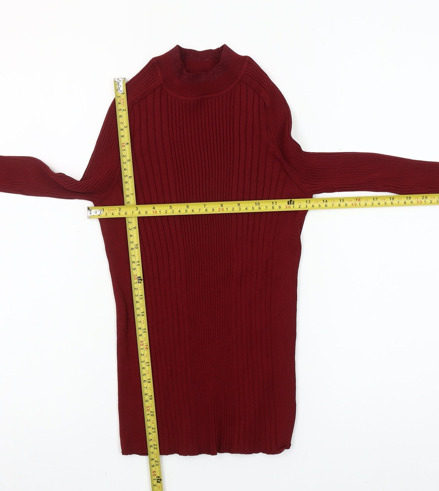 Next Women Red Mock Neck Slim Fit Long Sleeve Jumper Size 12