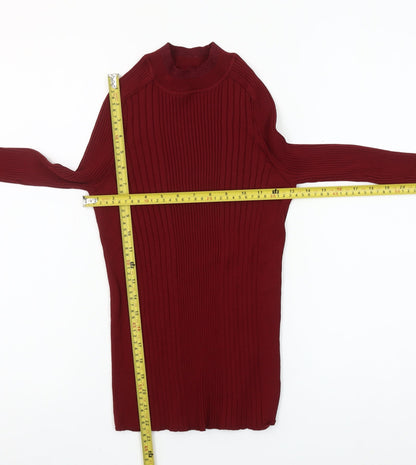 Next Women Red Mock Neck Slim Fit Long Sleeve Jumper Size 12