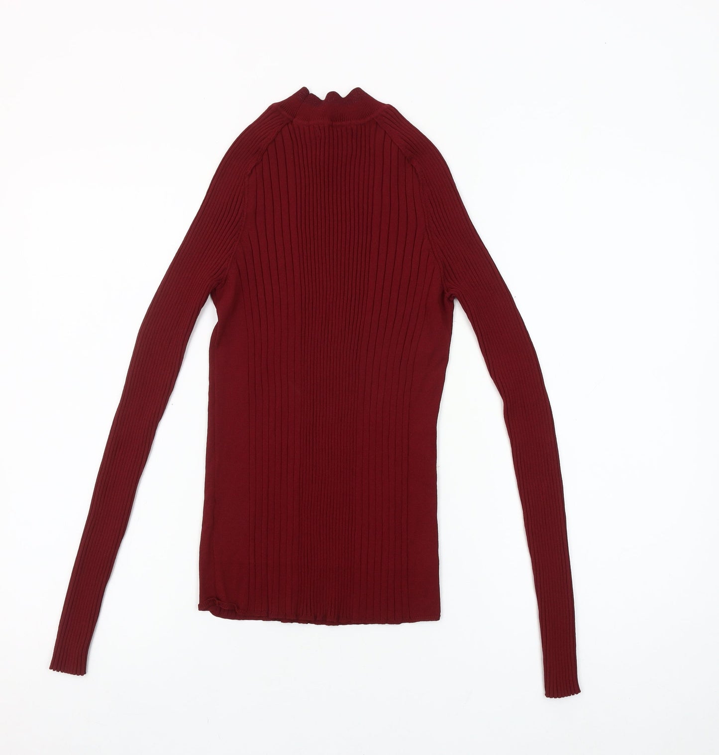 Next Women Red Mock Neck Slim Fit Long Sleeve Jumper Size 12