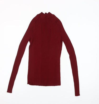 Next Women Red Mock Neck Slim Fit Long Sleeve Jumper Size 12