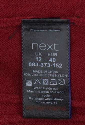 Next Women Red Mock Neck Slim Fit Long Sleeve Jumper Size 12