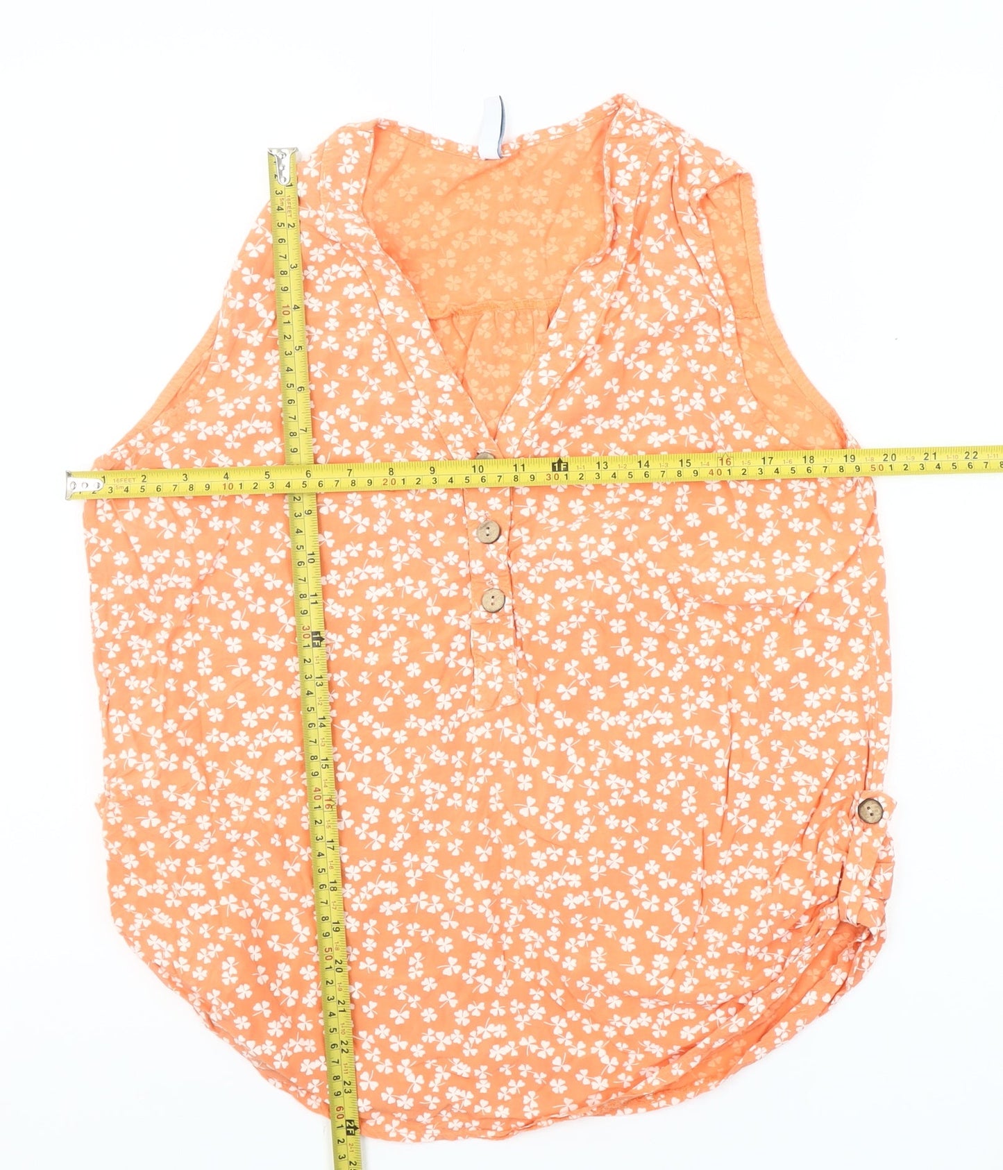 JB Fashion Womens Orange Floral Sleeveless Blouse Size 2