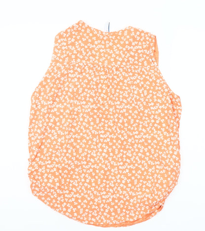 JB Fashion Womens Orange Floral Sleeveless Blouse Size 2