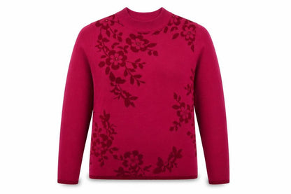 Fay Louise Womens Pink Floral Beaded Pullover Jumper M Mock Neck