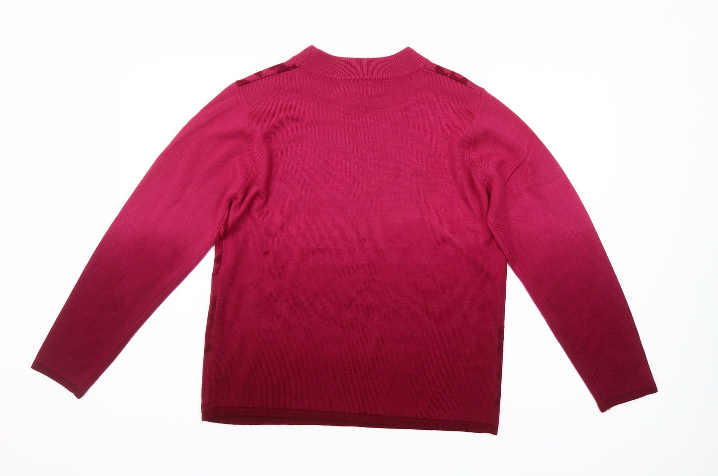 Fay Louise Womens Pink Floral Beaded Pullover Jumper M Mock Neck