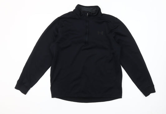 Under Armour Men Black Medium ColdGear 1/2 Zip Sweatshirt Relaxed Fit