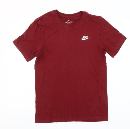 Nike Men's Red Small Crew Neck Cotton Short Sleeve T-Shirt