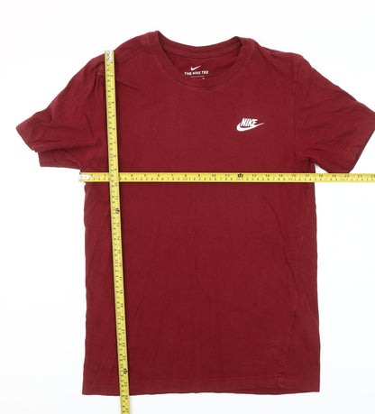 Nike Men's Red Small Crew Neck Cotton Short Sleeve T-Shirt
