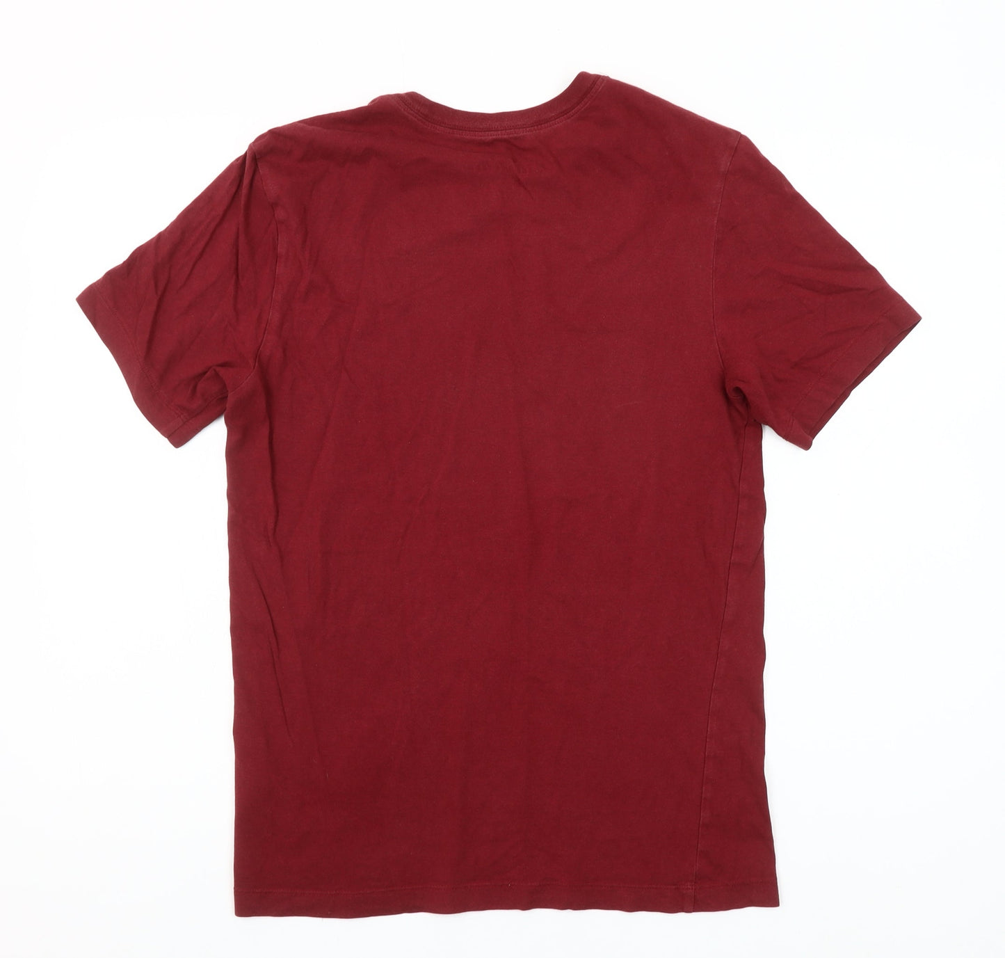 Nike Men's Red Small Crew Neck Cotton Short Sleeve T-Shirt
