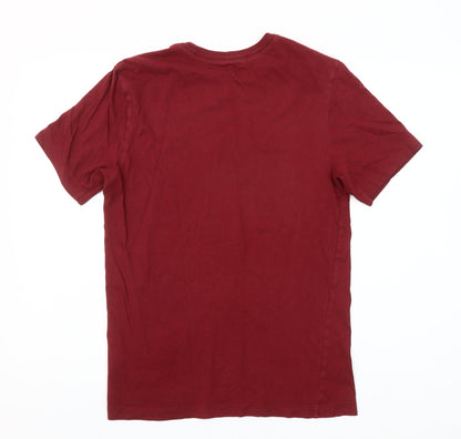 Nike Men's Red Small Crew Neck Cotton Short Sleeve T-Shirt