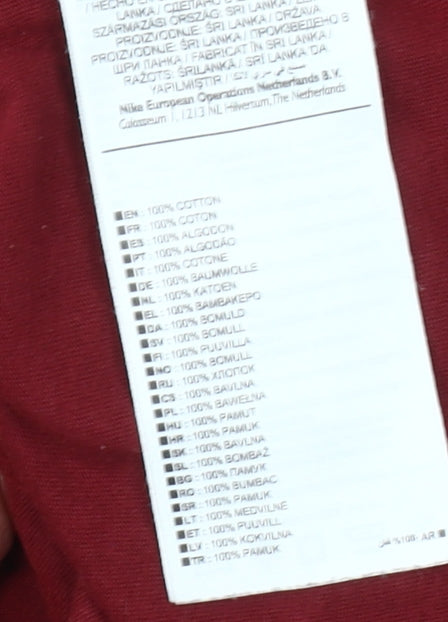 Nike Men's Red Small Crew Neck Cotton Short Sleeve T-Shirt