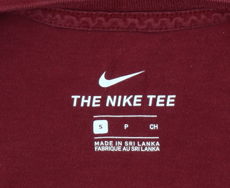 Nike Men's Red Small Crew Neck Cotton Short Sleeve T-Shirt