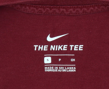 Nike Men's Red Small Crew Neck Cotton Short Sleeve T-Shirt