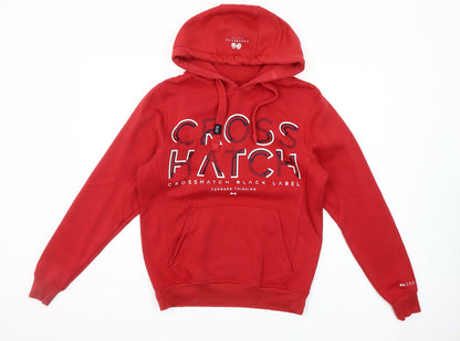 Crosshatch Men Red Pullover Hoodie Small Graphic Logo Hooded