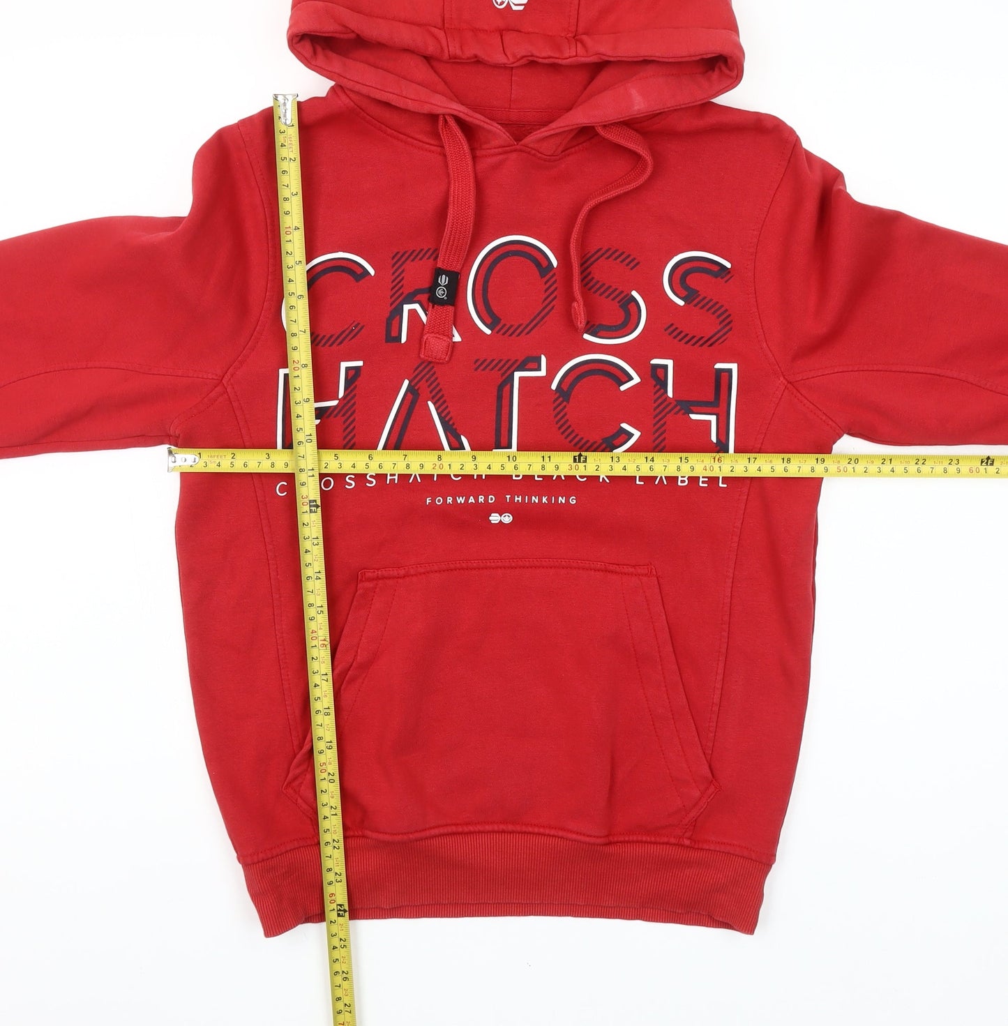 Crosshatch Men Red Pullover Hoodie Small Graphic Logo Hooded