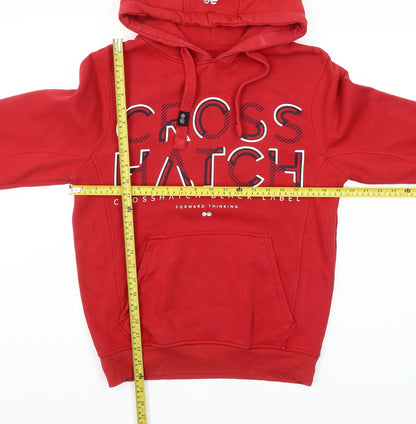 Crosshatch Men Red Pullover Hoodie Small Graphic Logo Hooded