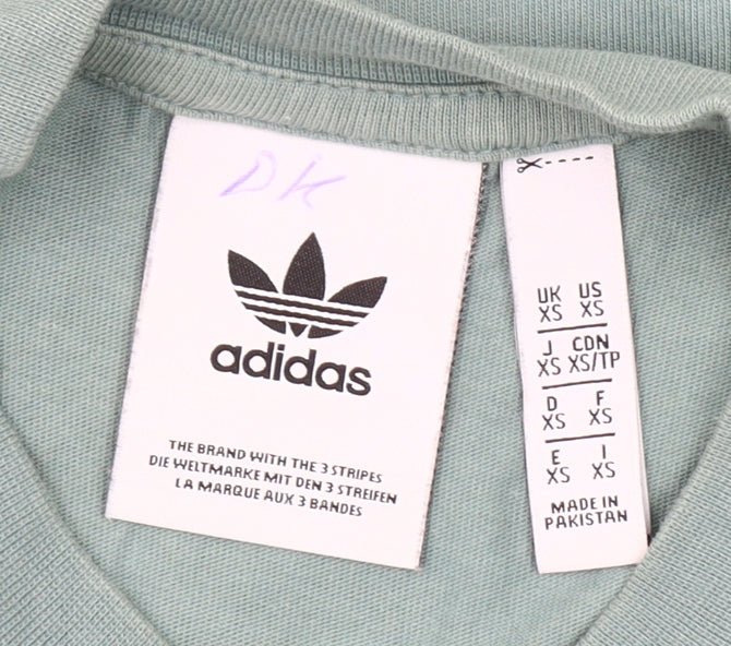 Adidas Men's Green XS Long Sleeve Crew Neck Cotton T-Shirt